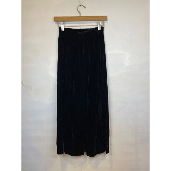 Double D Ranch Small Black Crushed Velvet Maxi Skirt Elastic Waist GUC** - Picture 2 of 9